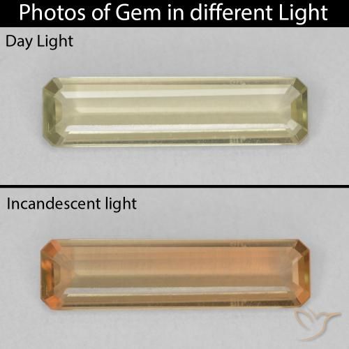 1.40ct Natürlicher hellgelb Farbwechselnder Diaspor, Smaragdschliff, VS