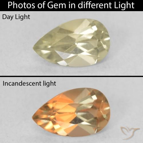 0.49ct Natürlicher Sanftes Gelb Farbwechselnder Diaspor, Birnenform, VVS