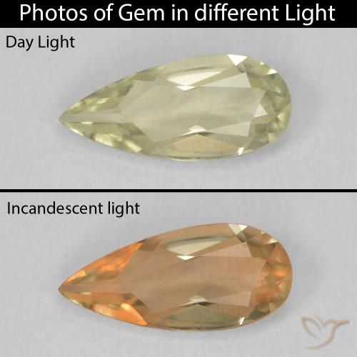 0.91ct Natürlicher Mittelgelb Farbwechselnder Diaspor, Birnenform, VVS