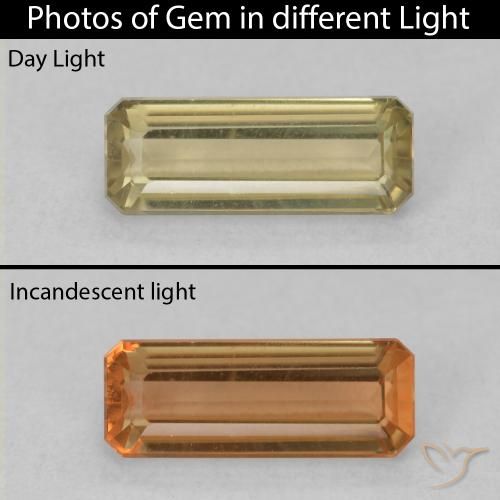 1.20ct Natürlicher hellgelb Farbwechselnder Diaspor, Smaragdschliff, VVS