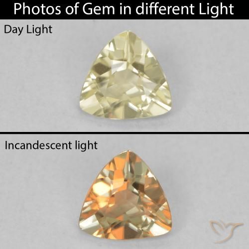 0.31ct Natürlicher hellgelb Farbwechselnder Diaspor, Trillion, VVS
