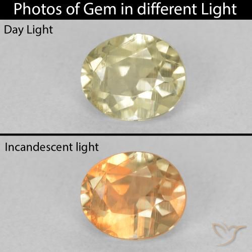 0.76ct Natürlicher hellgelb Farbwechselnder Diaspor, Oval, VS-SI