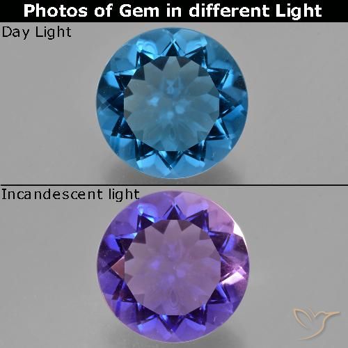 10.75ct Natürlicher dunkelblau Farbwechselnder Fluorit, Runden, VS
