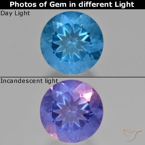 10.93ct Natürlicher Navy blau Farbwechselnder Fluorit, Runden, VS