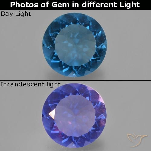 9.65ct Natürlicher Ägyptisches Blau Farbwechselnder Fluorit, Runden, VS