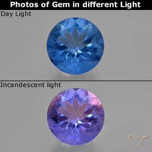 12.25ct Natürlicher dunkelblau Farbwechselnder Fluorit, Runden, VS