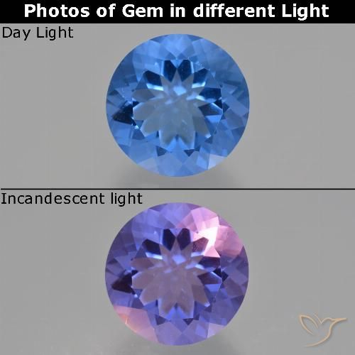 14.18ct Natürlicher Navy blau Farbwechselnder Fluorit, Runden, VS