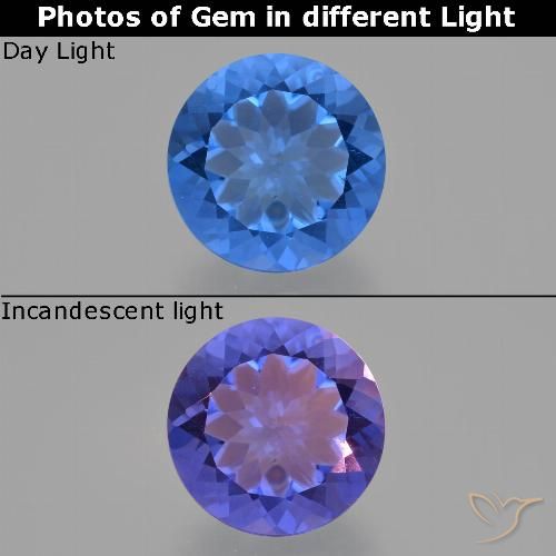 13.19ct Natürlicher dunkelblau Farbwechselnder Fluorit, Runden, VS