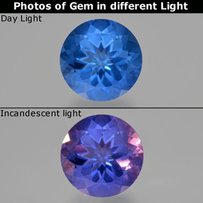 15,29 ctw natürlicher Intensives Marineblau Farbwechsel-Fluorit, Rund Schliff, VS