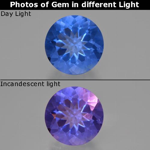 9,17 ctw natürlicher Dunkelblau Farbwechsel-Fluorit, Rund Schliff, VS