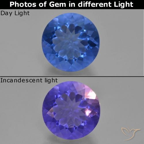 10.65ct Natürlicher dunkelblau Farbwechselnder Fluorit, Runden, VS