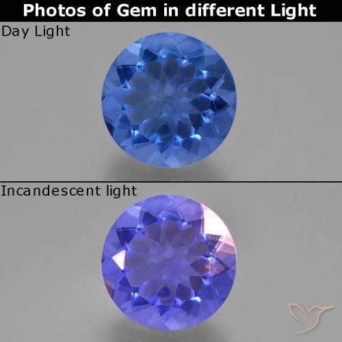 10.90ct Natürlicher Navy blau Farbwechselnder Fluorit, Runden, VS