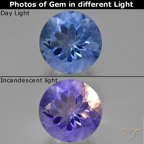 14.74ct Natürlicher dunkelblau Farbwechselnder Fluorit, Runden, VS