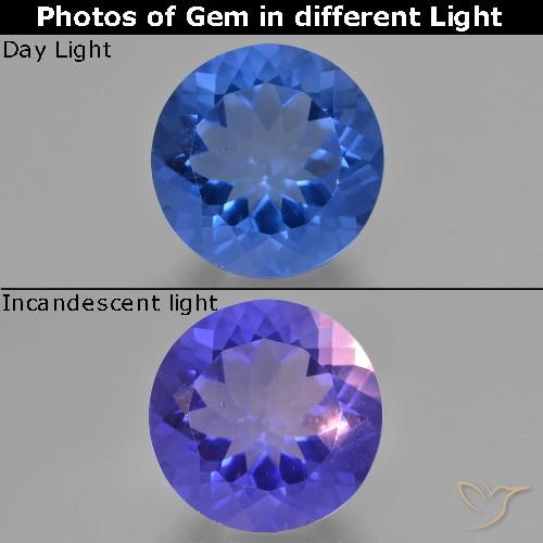 13.60ct Natürlicher dunkelblau Farbwechselnder Fluorit, Runden, VS