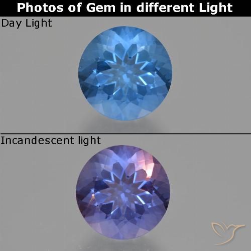 11.73ct Natürlicher Intensives Marineblau Farbwechselnder Fluorit, Runden, VS