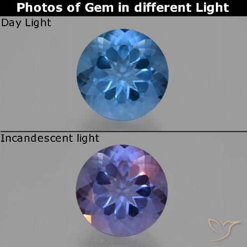 11.21ct Natürlicher Navy blau Farbwechselnder Fluorit, Runden, VS