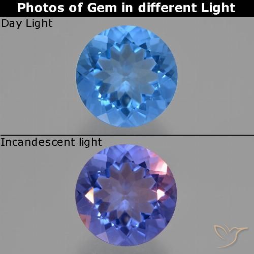 13.41ct Natürlicher Ägyptisches Blau Farbwechselnder Fluorit, Runden, VS