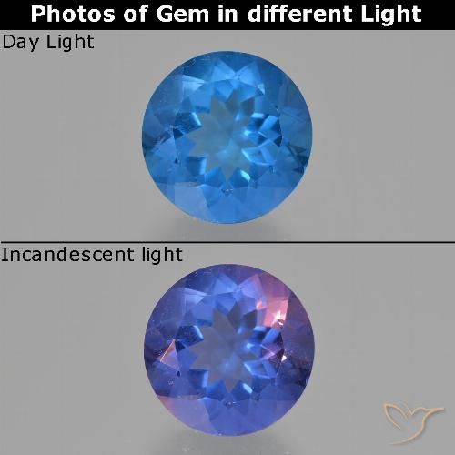 12.83ct Natürlicher Hellblau Farbwechselnder Fluorit, Runden, VS