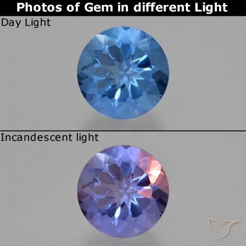 11.28ct Natürlicher Ägyptisches Blau Farbwechselnder Fluorit, Runden, VS