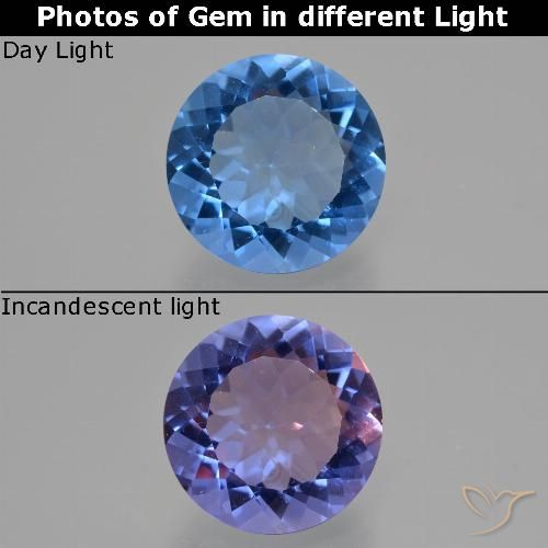 12.97ct Natürlicher Ägyptisches Blau Farbwechselnder Fluorit, Runden, VS