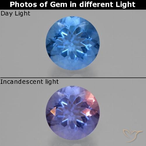 10.94ct Natürlicher Mittelblau Farbwechselnder Fluorit, Runden, VS