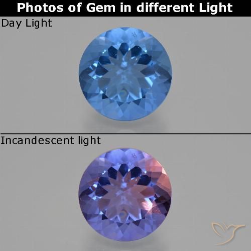 11.06ct Natürlicher Intensives Marineblau Farbwechselnder Fluorit, Runden, VS