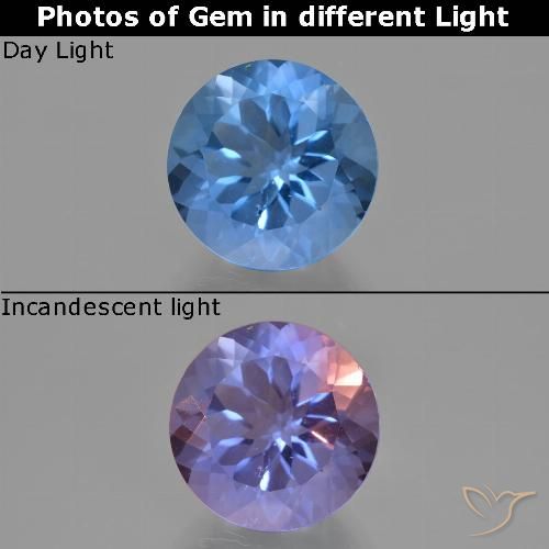 11.45ct Natürlicher Hellblau Farbwechselnder Fluorit, Runden, VS