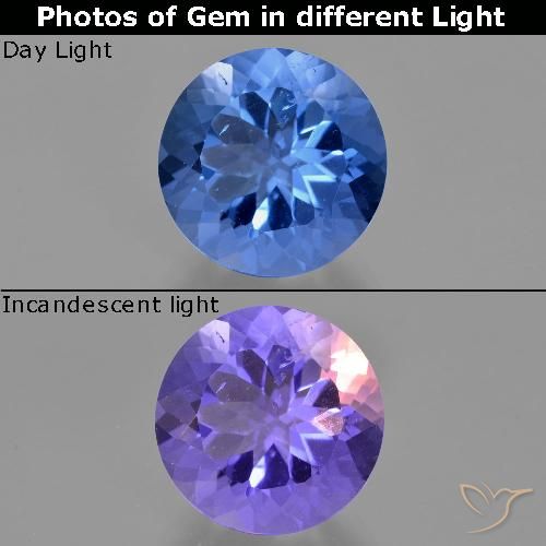 11.44ct Natürlicher Ägyptisches Blau Farbwechselnder Fluorit, Runden, VS