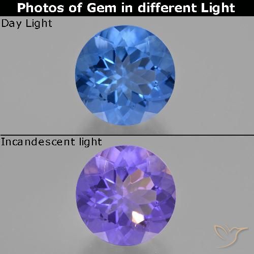 12.13ct Natürlicher Hellblau Farbwechselnder Fluorit, Runden, VS