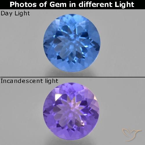 9,17 ctw natürlicher Ägyptisches Blau Farbwechselnder Fluorit, Rund Schliff, VS