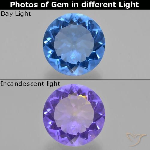 12.64ct Natürlicher Hellblau Farbwechselnder Fluorit, Runden, VS