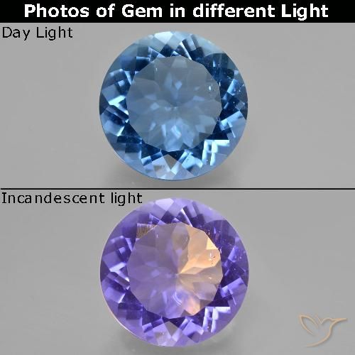 12.28ct Natürlicher Navy blau Farbwechselnder Fluorit, Runden, VS