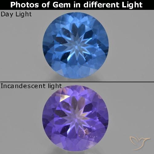 14.16ct Natürlicher dunkelblau Farbwechselnder Fluorit, Runden, VS