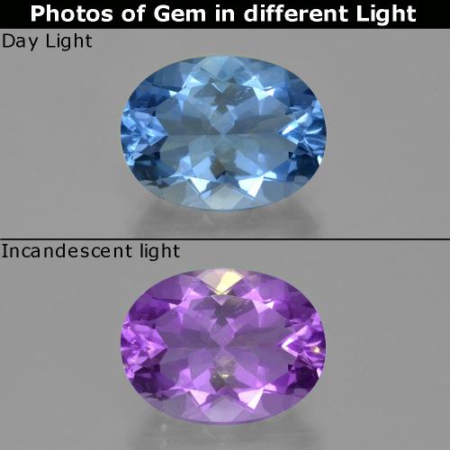 9,17 ctw natürlicher dunkelblau Farbwechsel-Fluorit, Oval Schliff, VS