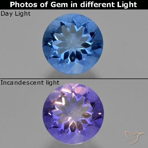 13.83ct Natürlicher Intensives Marineblau Farbwechselnder Fluorit, Runden, VVS-VS