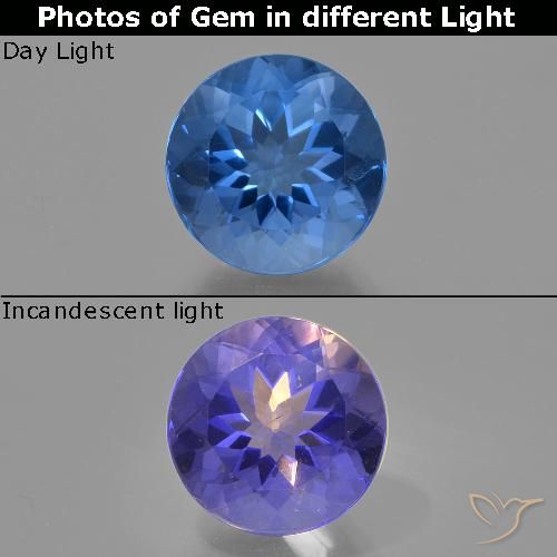 11.83ct Natürlicher dunkelblau Farbwechselnder Fluorit, Runden, VS