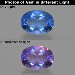 9,17 ctw natürlicher violett-blau Farbwechselnder Fluorit, Oval Schliff, VS