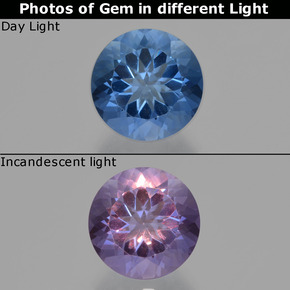 9,17 ctw natürlicher dunkelblau Farbwechselnder Fluorit, Rund Schliff, VS