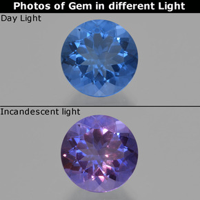 9,17 ctw natürlicher Intensives Marineblau Farbwechselnder Fluorit, Rund Schliff, VS