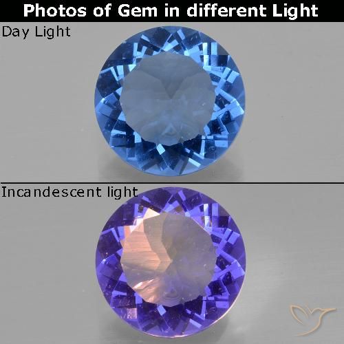 12.34ct Natürlicher dunkelblau Farbwechselnder Fluorit, Runden, VS