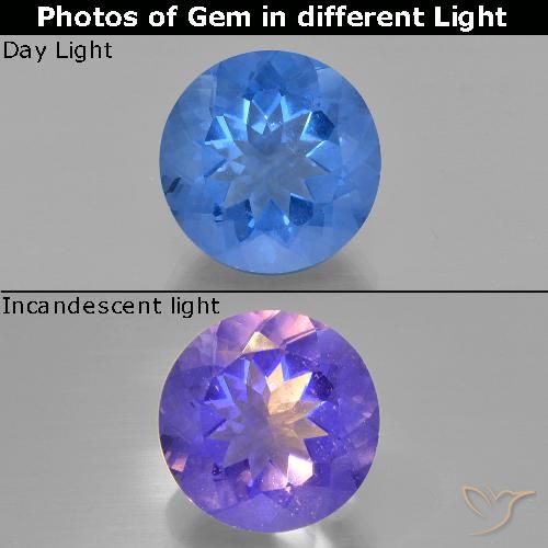 13.99ct Natürlicher Ägyptisches Blau Farbwechselnder Fluorit, Runden, VS