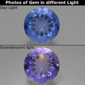 9,17 ctw natürlicher dunkelblau Farbwechselnder Fluorit, Rund Schliff, VS