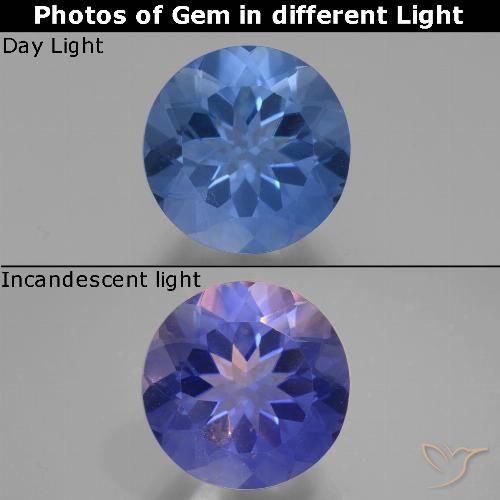 11.78ct Natürlicher tiefblau Farbwechselnder Fluorit, Runden, VS