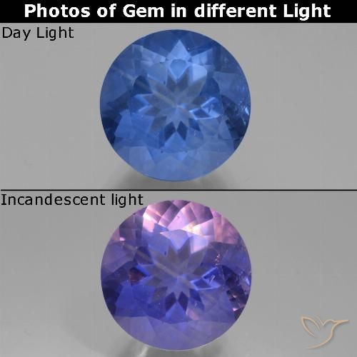 12.15ct Natürlicher tiefblau Farbwechselnder Fluorit, Runden, VS