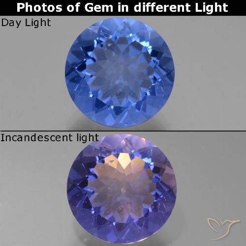 13.26ct Natürlicher Intensives Marineblau Farbwechselnder Fluorit, Runden, VS