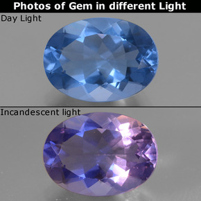 9,17 ctw natürlicher violett-blau Farbwechselnder Fluorit, Oval Schliff, VVS