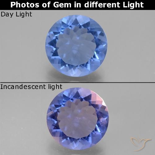 9.83ct Natürlicher tiefblau Farbwechselnder Fluorit, Runden, VS