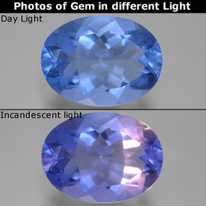 9,17 ctw natürlicher Ägyptisches Blau Farbwechsel-Fluorit, Oval Schliff, VVS