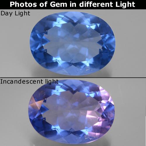 9,17 ctw natürlicher Navy blau Farbwechselnder Fluorit, Oval Schliff, VS