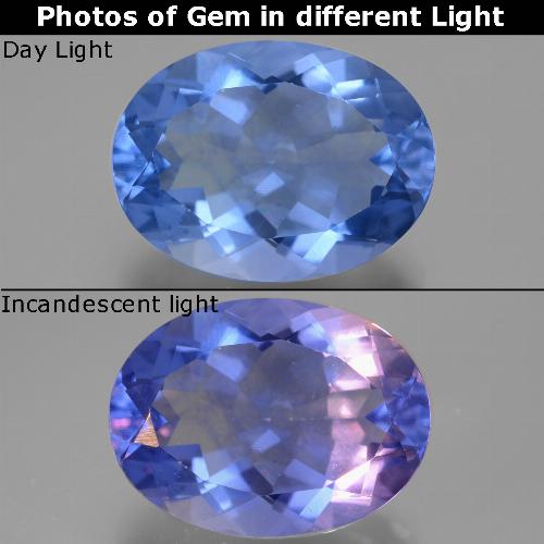 9,17 ctw natürlicher Mittelblau Farbwechselnder Fluorit, Oval Schliff, VVS-VS